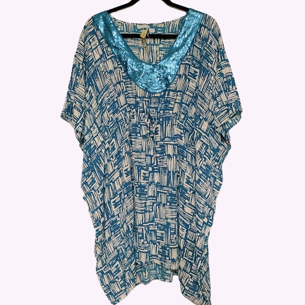 Leilani White and Sea Blue Cover Up size L